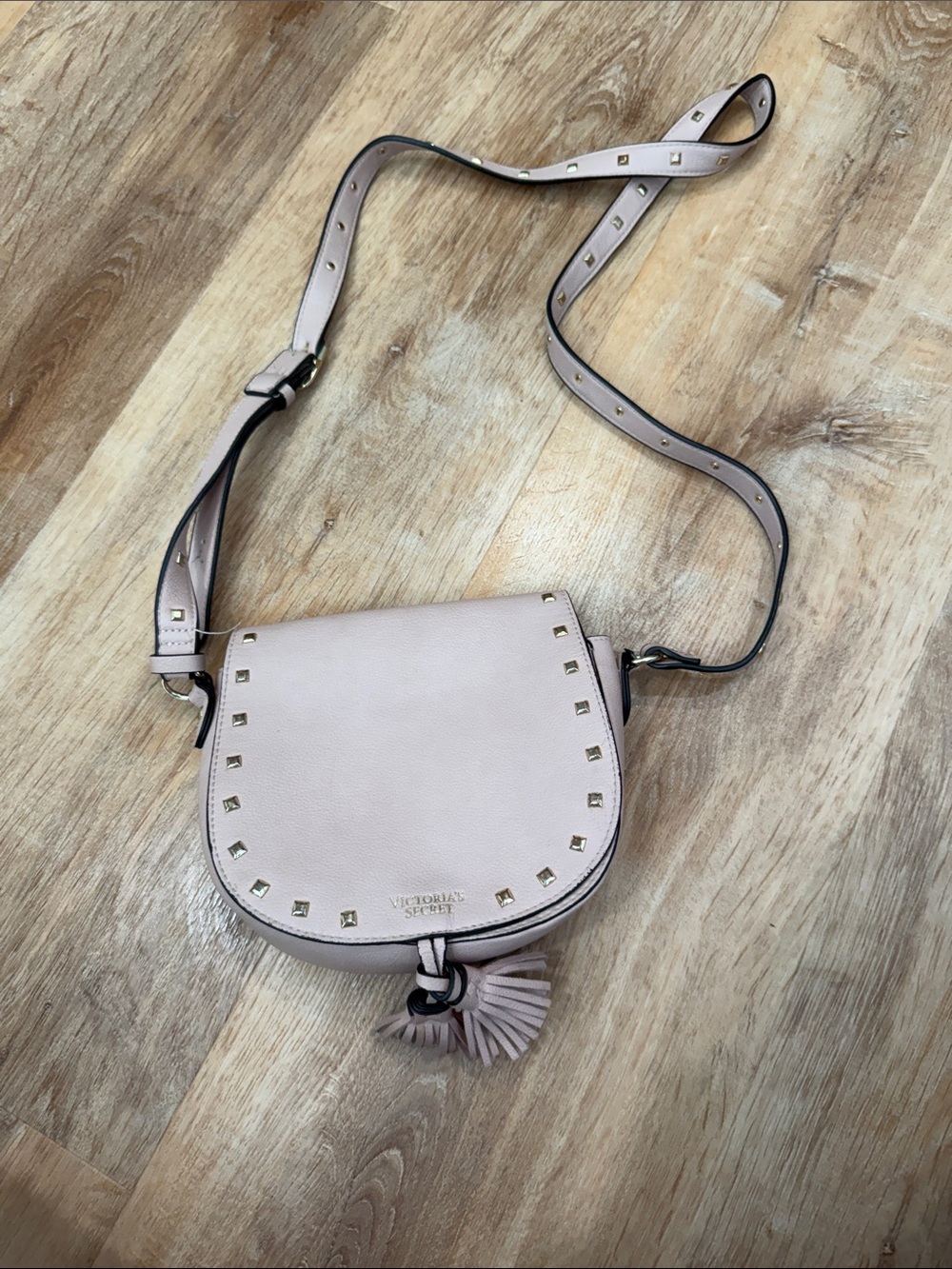 Victoria's Secret Pale Pink Studded Crossbody Saddle Bag